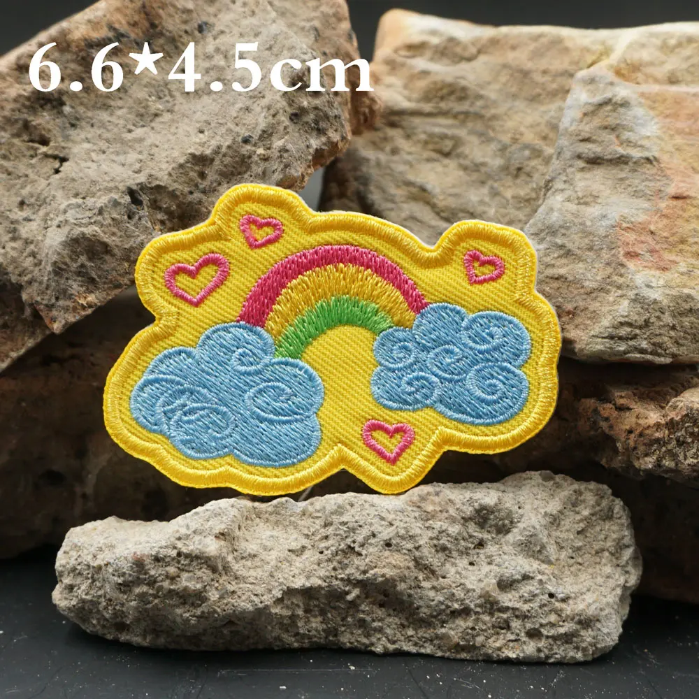 Parches bordados de arcoíris sonriente, aplique de etiqueta de costura, banda de motorista punk, insignias de ropa de Rock con respaldo de gancho - imagen 4