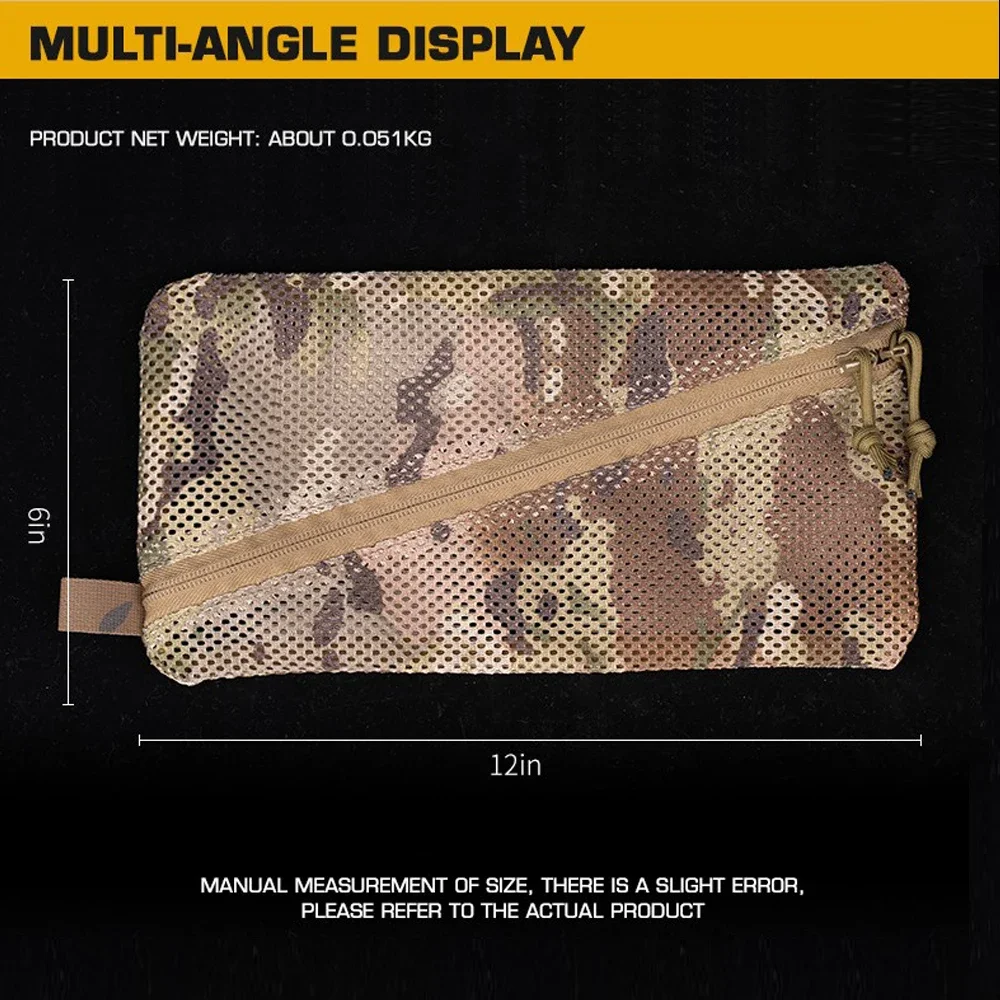 Bolsa de malla de almacenamiento de camuflaje táctico compacto, bolsa de almacenamiento de herramientas MAG para caza al aire libre, Camping, 6x12 pulgadas, secado rápido, transpirable - imagen 2