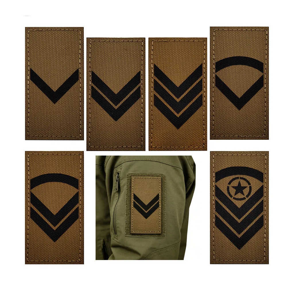 Parche bordado táctico reflectante IR insignia de rango para uniforme