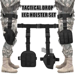 Juego funda táctica muslo cinturón soporte pistola bolsillo ajustable