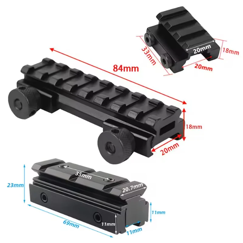 Riel de extensión de cola de milano Picatinny táctico de 11mm a 20mm, adaptador de riel de montaje elevador para Rifle Airsoft, Base de montaje para alcance de caza - imagen 5
