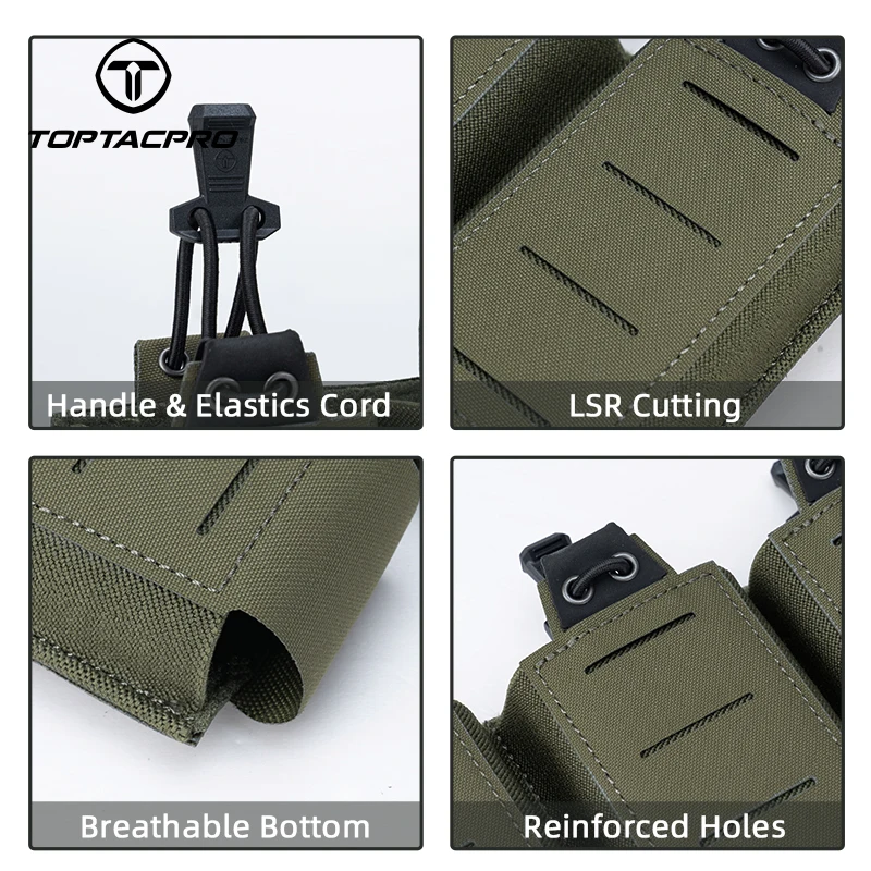 TOPTACPRO bolsa táctica M4 Mag MOLLE Triple Mag Carrier corte láser 556mm caza 8528 - imagen 4