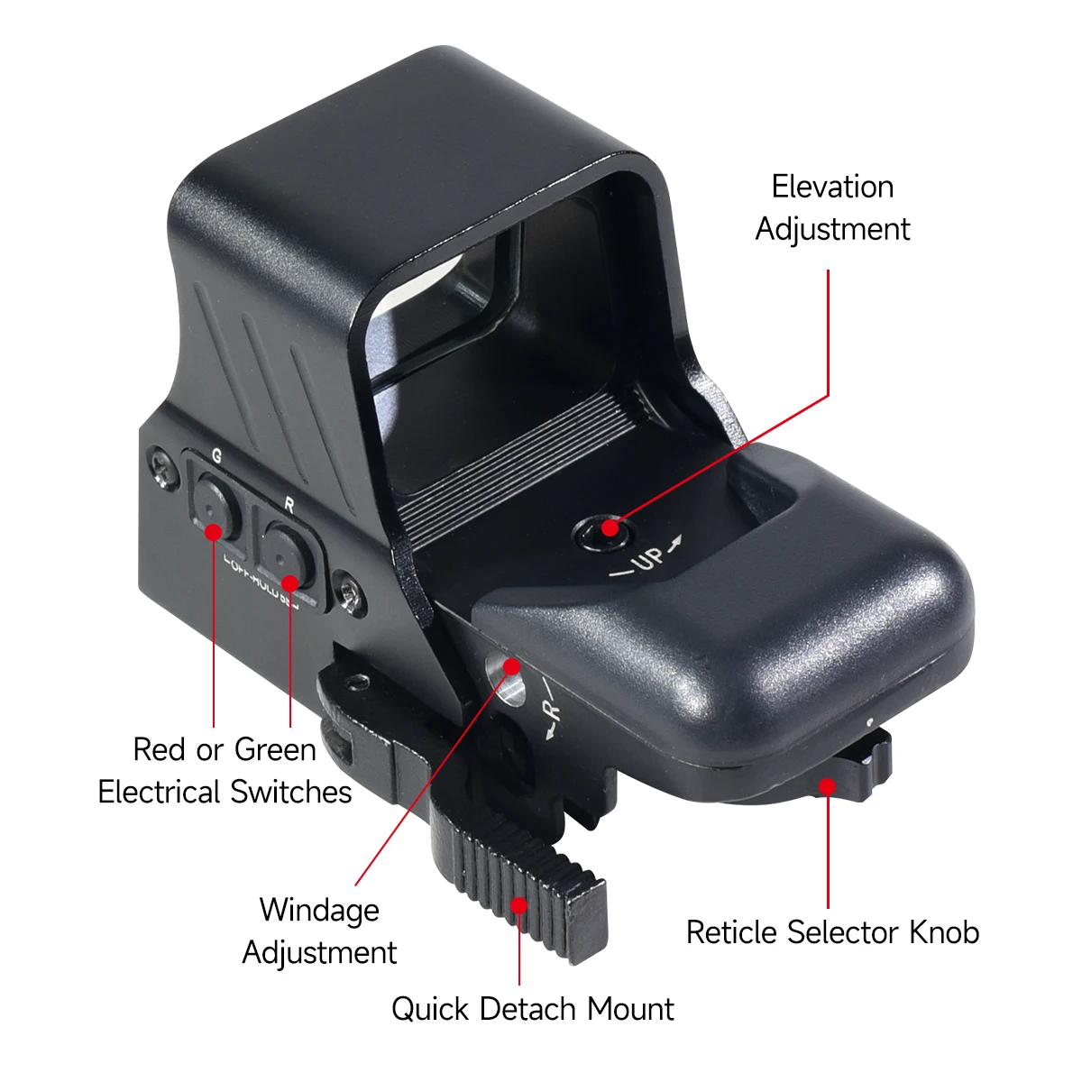 HD118 103 mira óptica holográfica táctica de 4 retículas de punto rojo/verde para montaje en riel Picatinny de 20mm Airsoft/mira telescópica de caza - imagen 4