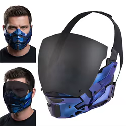 Mascarilla Airsoft, mascarilla iluminada de Paintball, antiniebla, mascarilla facial completa, protector facial mecánico con luz intermitente