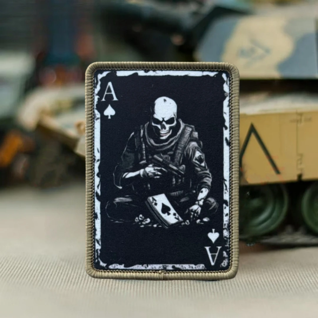 Parche ACE OF SPADES, insignia de moral de calavera táctica, parches de bucle de gancho impresos para operador de muerte para ropa, pegatina para mochila militar - imagen 4