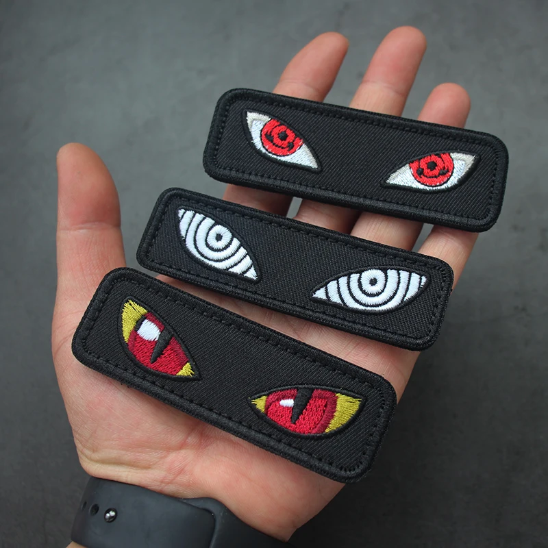 Parche bordado luminoso de ojo de gato, insignias de brazalete táctico de ojo de reencarnación para decoración de bolsas de ropa - imagen 4