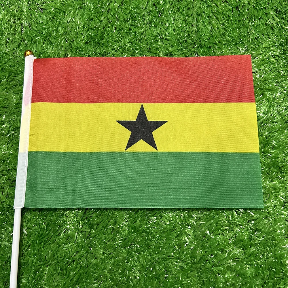 Bandera de mano Ghana 21x14cm con asta para eventos deportivos - imagen 4