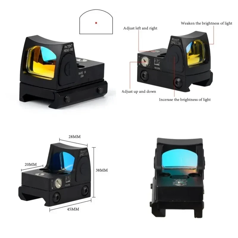 Mini mira réflex de punto rojo AR15 G19 M4 Glock Rifle Reflex Sight Airsoft/pistola de caza Scope Fit accesorio táctico - imagen 5