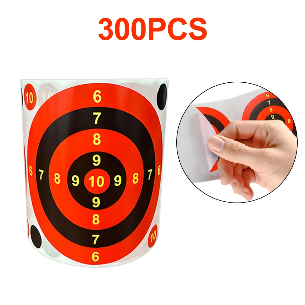 300 Uds pegatinas de destino autoadhesivas papel de destino de tiro etiquetas naranjas fluorescentes para pistola de aire BB pistola práctica de tiro
