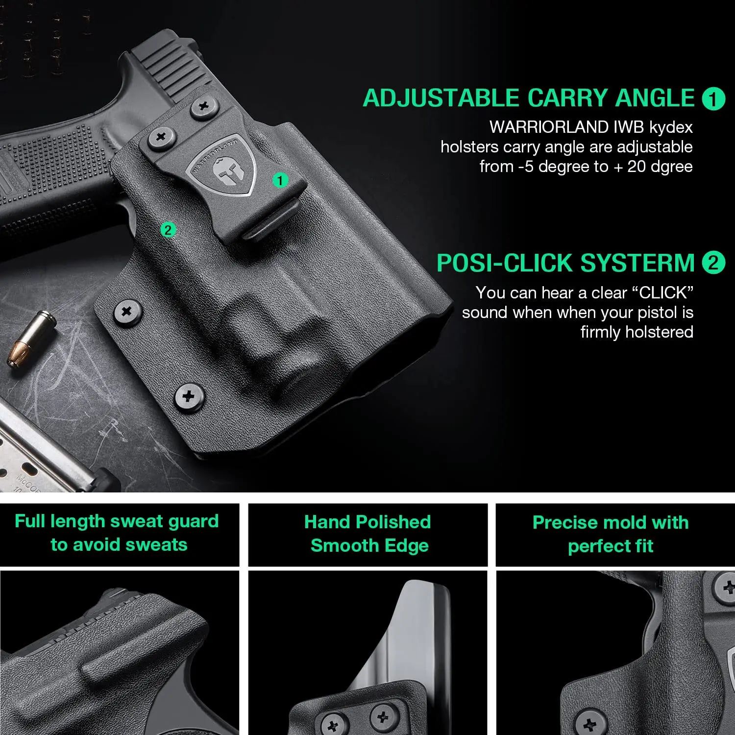 Glock 17/19 +TLR 7 Funda IWB Kydex Funda Corte Óptico Ajuste:Glock 17/19/44/45 (GEN 1-5) y G23/32 (Gen 3-4)+ Pistola TLR-7 - imagen 5