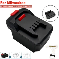 Convertidor adaptador de batería para batería de litio Milwaukee de 18V a accesorios de herramientas eléctricas de iones de litio Lidl Parkside X20V sin batería