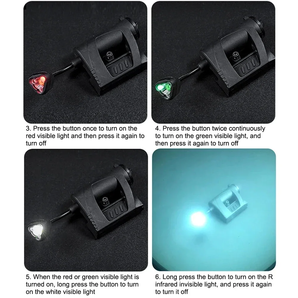 SINAIRSOFT-linterna LED táctica para casco, 3 modos, resistente al agua, para caza, Airsoft, ciclismo, pesca, faro para exteriores - imagen 4