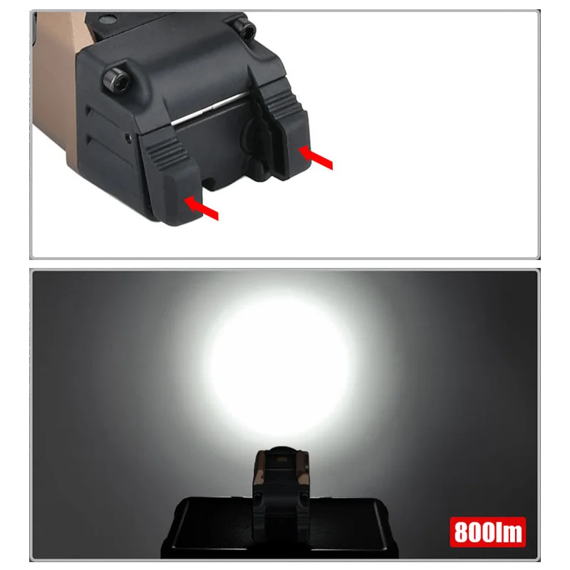 Linterna TR-7 X Luz de arma compacta de 500 lúmenes, incluye interruptores de paleta altos y bajos y accesorios tácticos negros para Airsoft - imagen 4