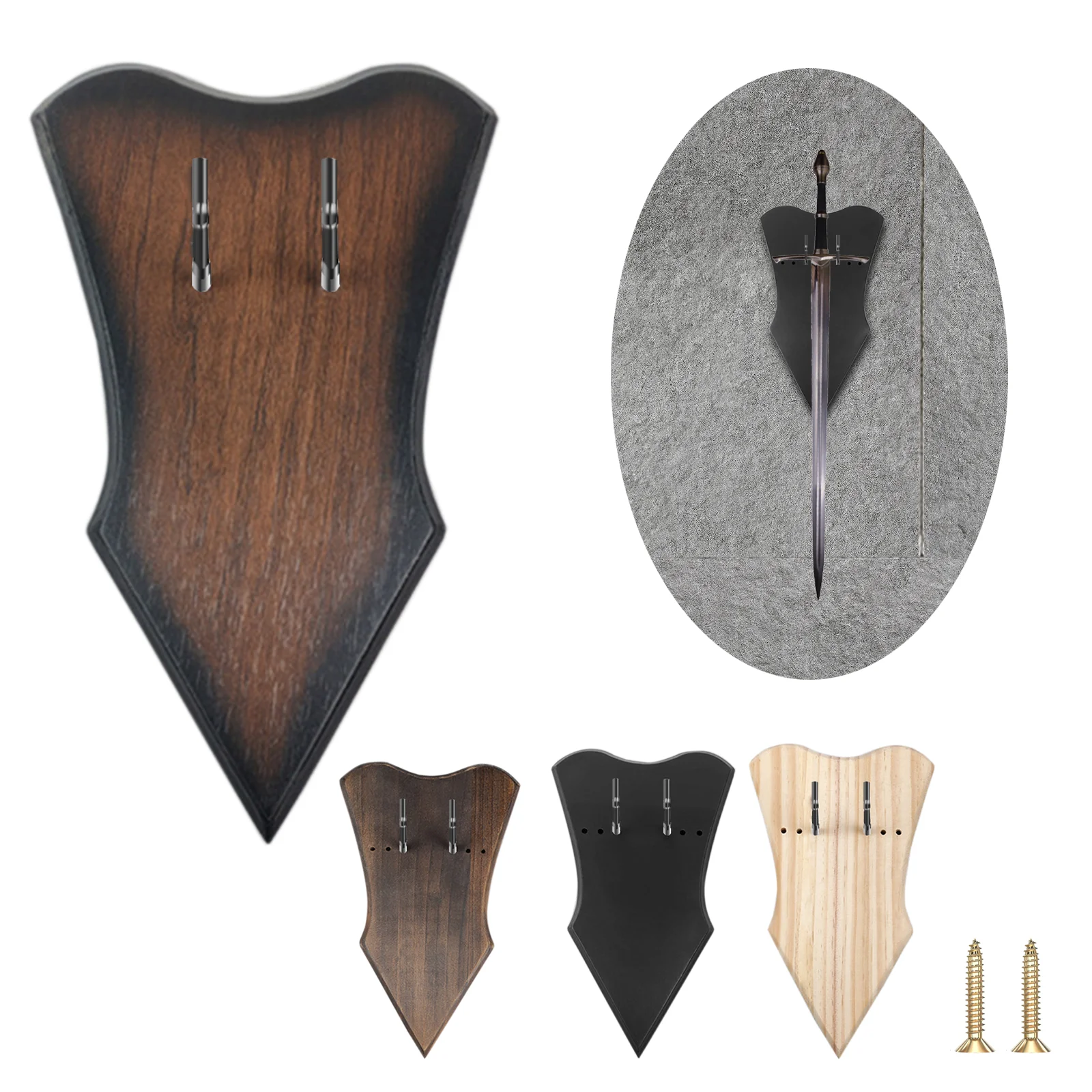 Soporte para espada de madera maciza, expositor de espada montado en la pared, estante de almacenamiento de espadas de madera para sala de estar, soporte de arco/madera