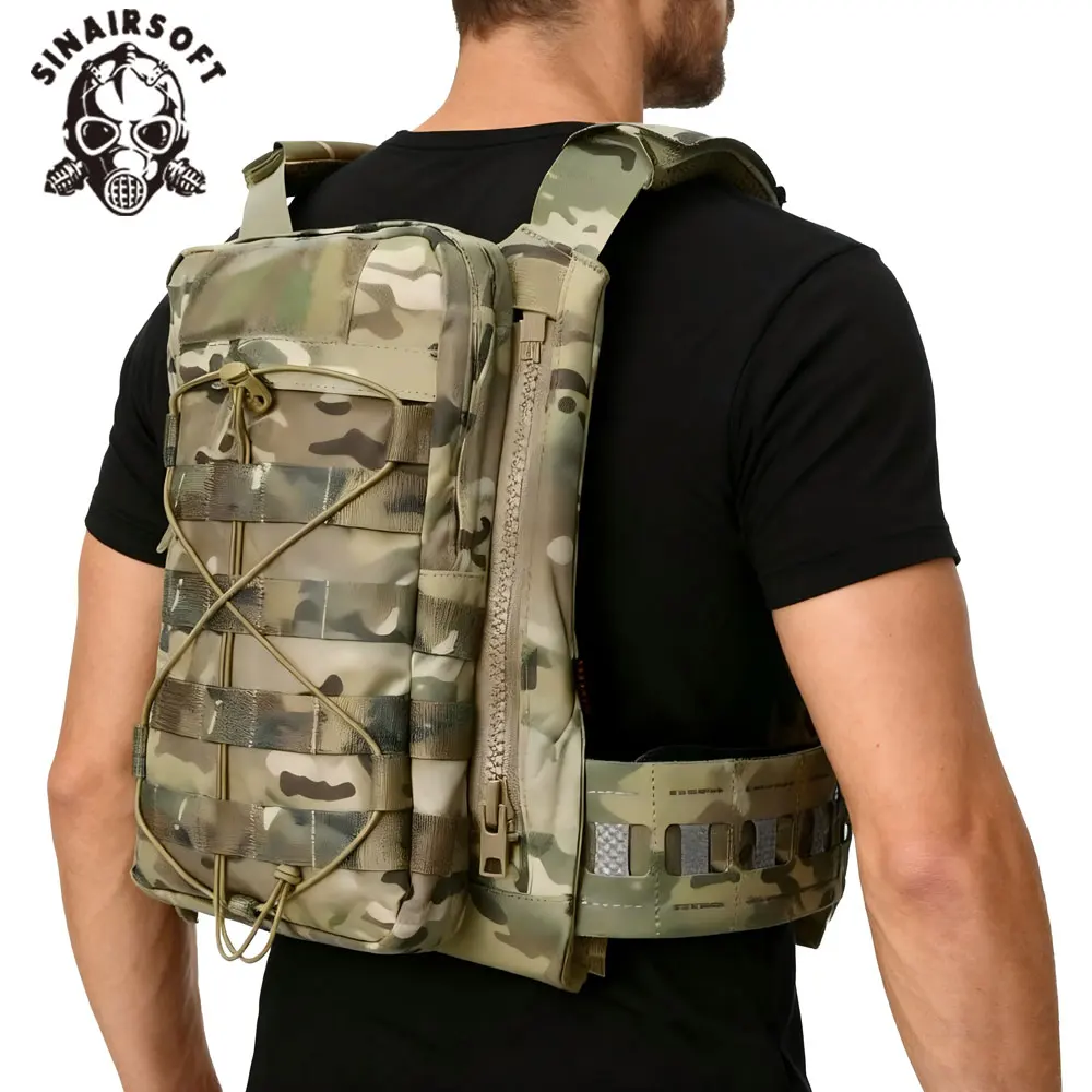 Chaleco táctico con Panel trasero, cremallera en la placa trasera, accesorio de expansión Airsoft, bolsa, chaleco, portador de placa para chaleco de Faraón