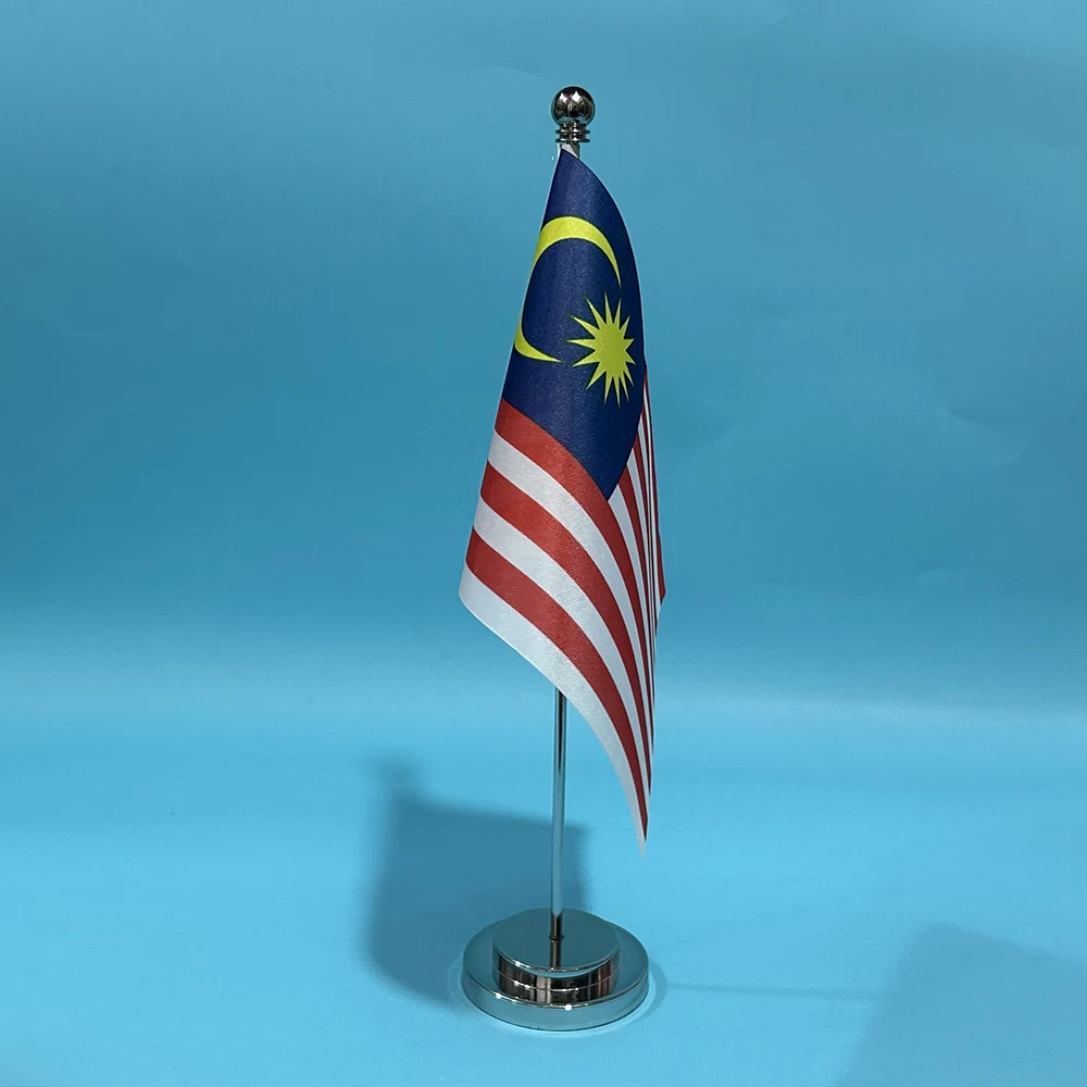 BANDERA DE SKY, bandera de escritorio de oficina de Malasia, 14x21cm, poliéster, bandera nacional de MYS Malasia, adornos de escritorio, banderas, decoración de mesa - imagen 4
