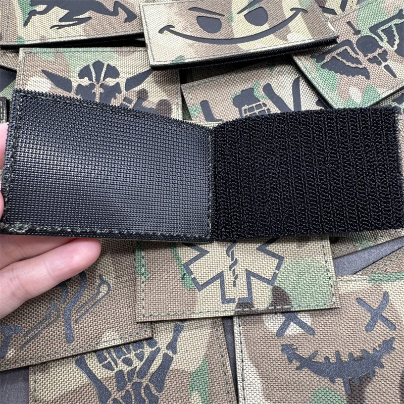 Parches Multicam IR, parches tácticos morales de corte láser en mochila, chaleco, ropa, insignias para exteriores, insignias reflectantes con gancho y bucle - imagen 3