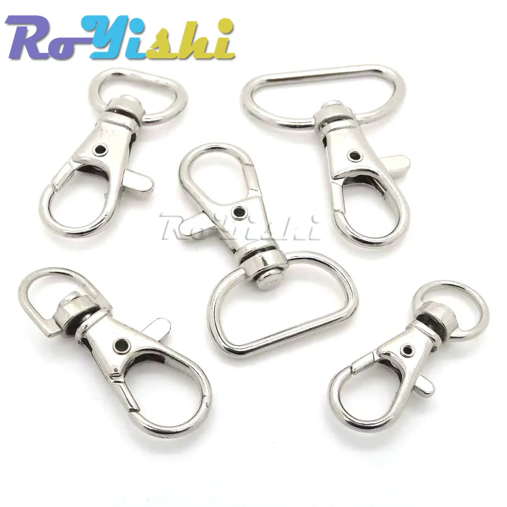 Ganchos giratorios de Metal para mochila, cierres de langosta niquelados, 10 unids/lote por paquete - imagen 4
