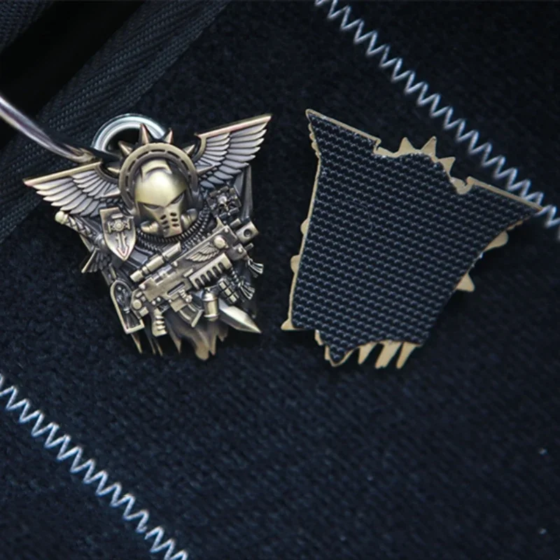 Medalla Conmemorativa de campamento de guerrero de Calavera, insignia de moral de Metal antiguo Retro, pegatina de decoración de mochila, parches de gancho y bucle 3D - imagen 5