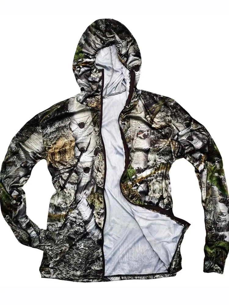 Primavera Verano sol protección UV pesca sudaderas con capucha Icesilk comodidad camuflaje biónico chaqueta de caza deportes al aire libre cárdigan con cremallera - imagen 4