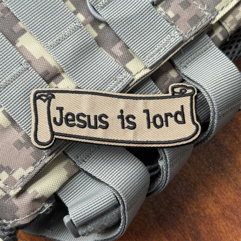 Parche de Jesús Is Lord, apliques bordados, parche de motociclista cristiano, insignia de moral táctica, parches de bucle de gancho, pegatina para mochila militar - imagen 3