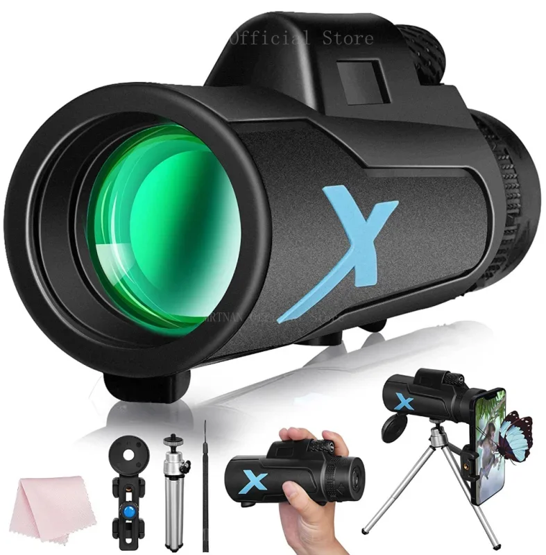 12x50 HD ZOOM potente telescopio Monocular binoculares portátiles telescopio de largo alcance caza Camping con trípode Clip para teléfono - imagen 3