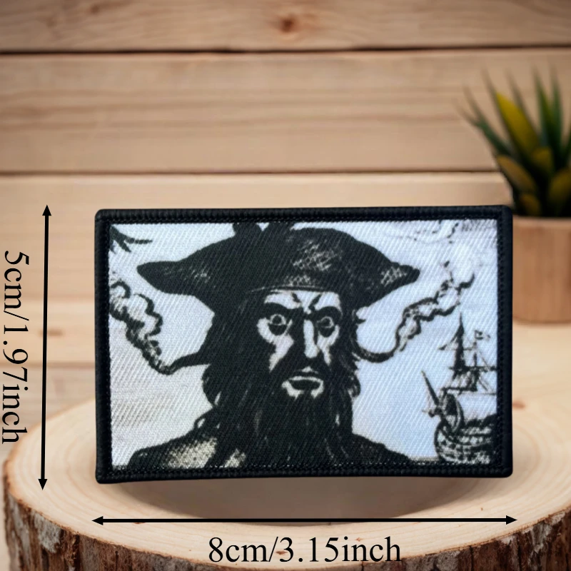 Parche con estampado de barba negra y pirata, chaleco táctico con gancho y bucle, insignia de moral, mochila, pegatina decorativa, parches para brazalete para ropa - imagen 3