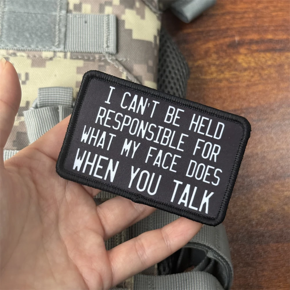 No puedo ayudar a la responible para la mitad la cara ¿Que te habla morale parche táctico impreso parches de gancho y bucle para ropa? - imagen 4