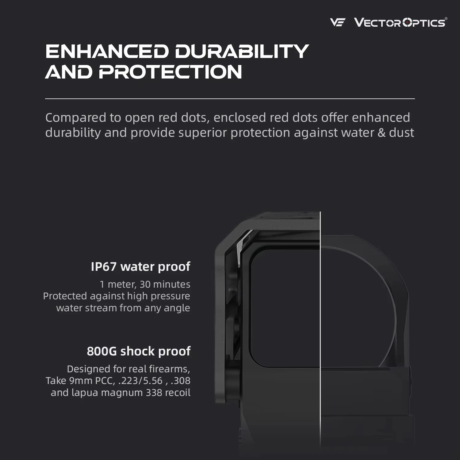 Mira de Punto Rojo Vector Optics Frenzy 1x31x26 | Batería de 50.000 Horas & Sensor de Movimiento | 3 MOA & Resistente al Agua IP67 | Garantía de por Vida - imagen 4