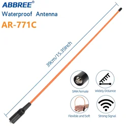 ABBREE AR-771C SMA-antena suave hembra de doble banda impermeable 144/430MHz de alta ganancia para Baofeng Walkie Talkie UV-9R Pro 9R PLUS