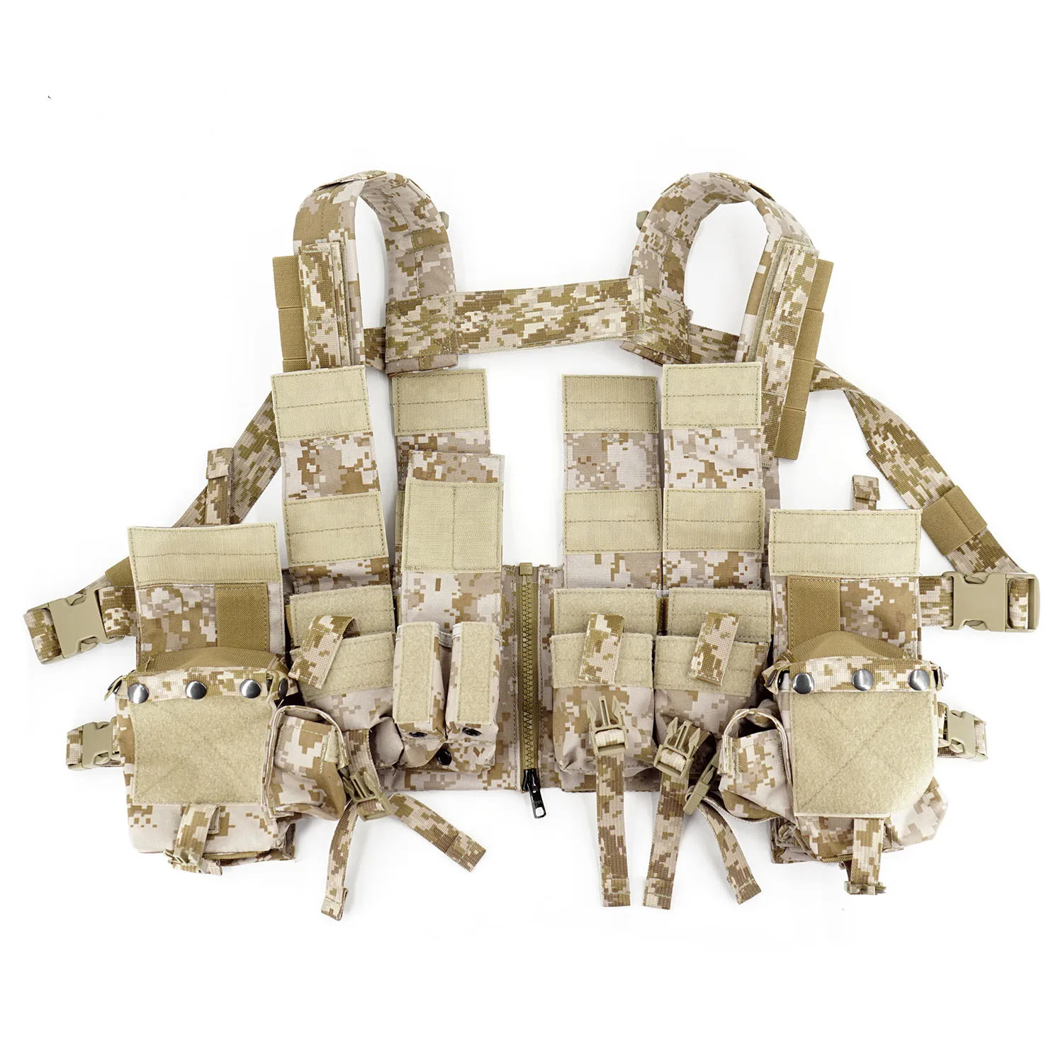 Un chaleco militar con muchos bolsillos y bolsas