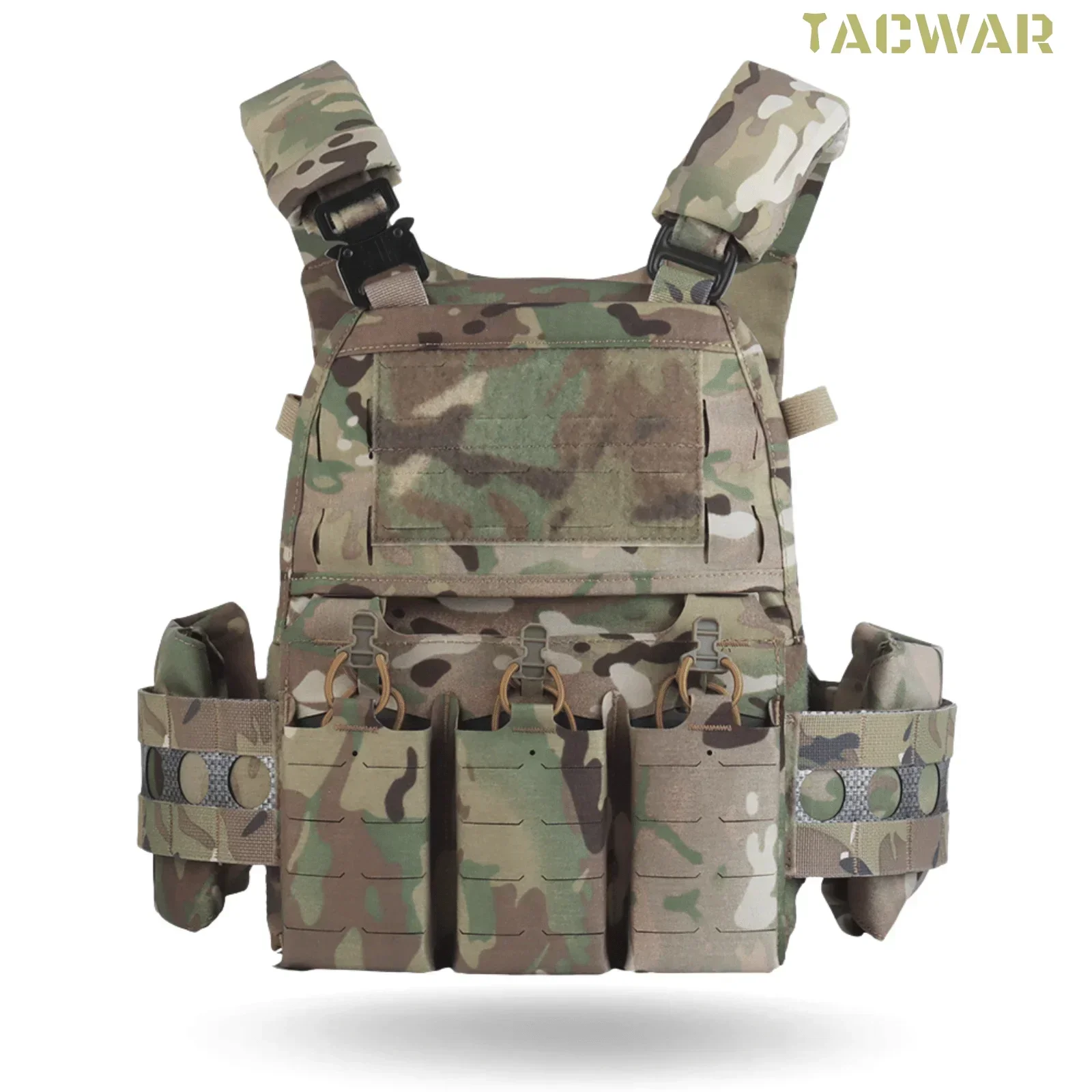 Portador de placa táctico FCV5 con bolsa Triple Mag 556, chaleco de entrenamiento de equipo Airsoft de caza MOLLE de liberación rápida Modular