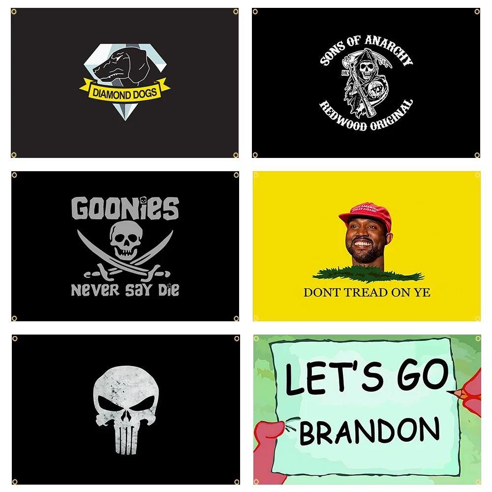 Bandera de colección interesante de Goonies/Diamante, perros/hijos de la anarquía, decoración impresa de poliéster, tapiz de bandera, 90x150cm