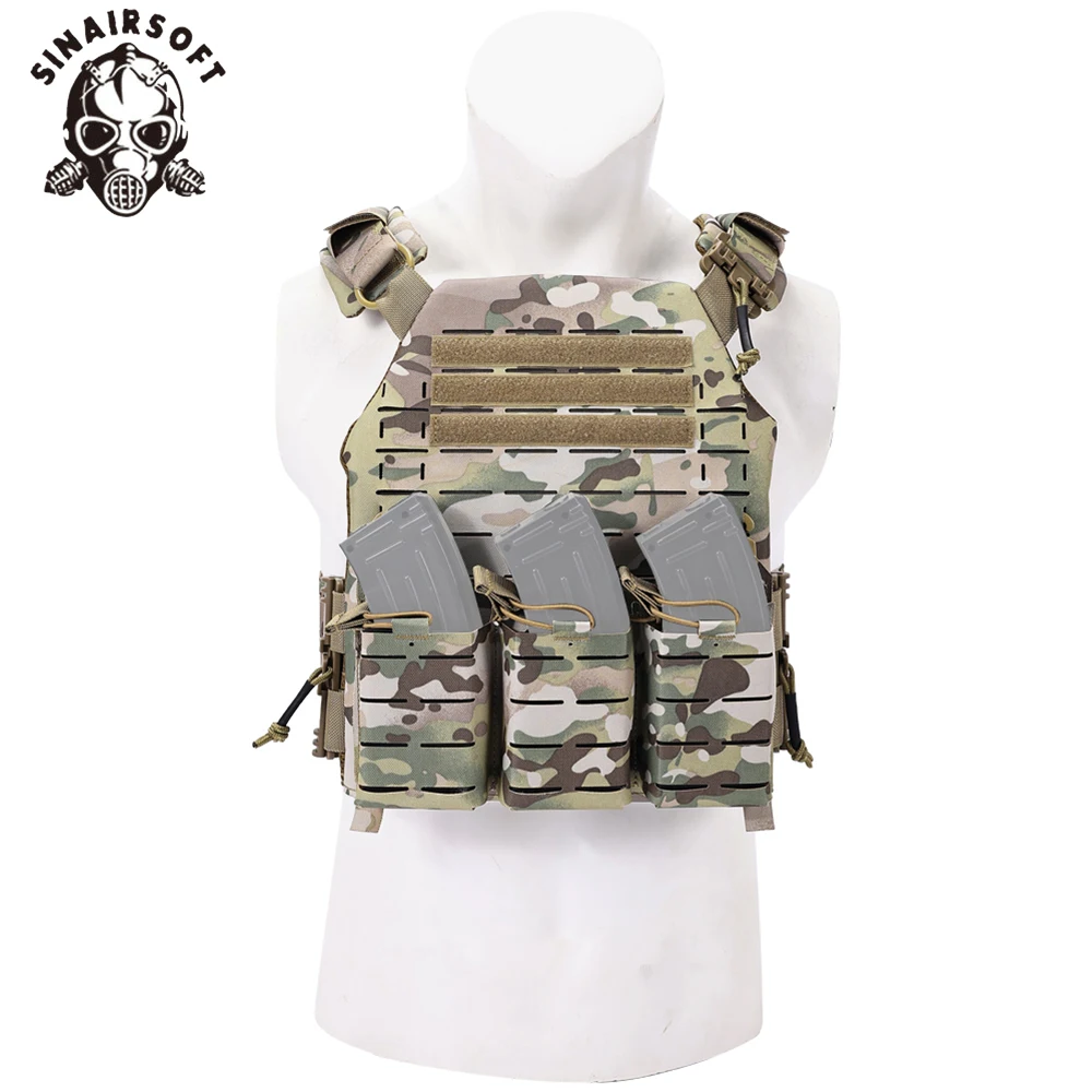 SINAIRSOFT-Chaleco de equipo táctico, portador de placa, liberación rápida, seguridad, Camping, corte láser, Molle, Triple bolsa para revistas, aparejo de pecho - imagen 5