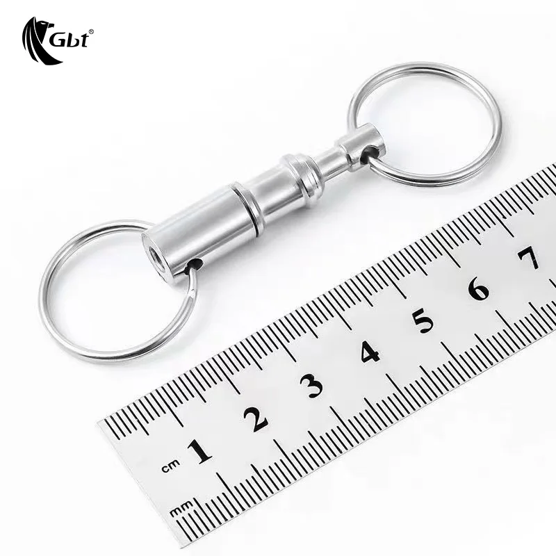 Llavero extraíble doble de 3 piezas, llavero extraíble de acero plateado 3/5, llavero de liberación rápida, Gadgets para exteriores, bolígrafo para acampar - imagen 3