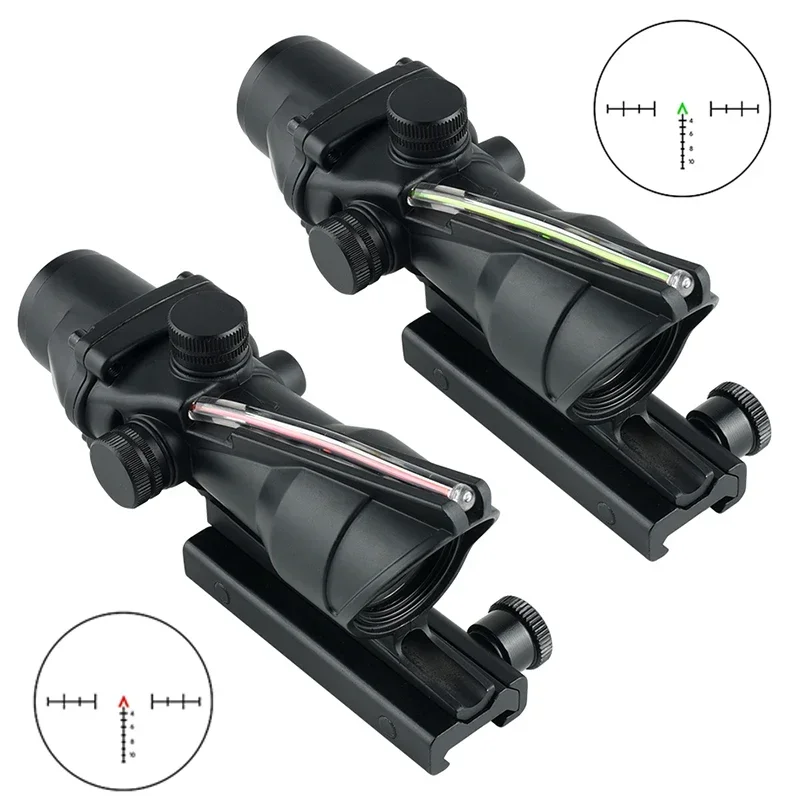 Mira telescópica táctica para caza, óptica de fibra roja y verde 4X32, No requiere batería, mira iluminada de fibra, riel de 20mm - imagen 3