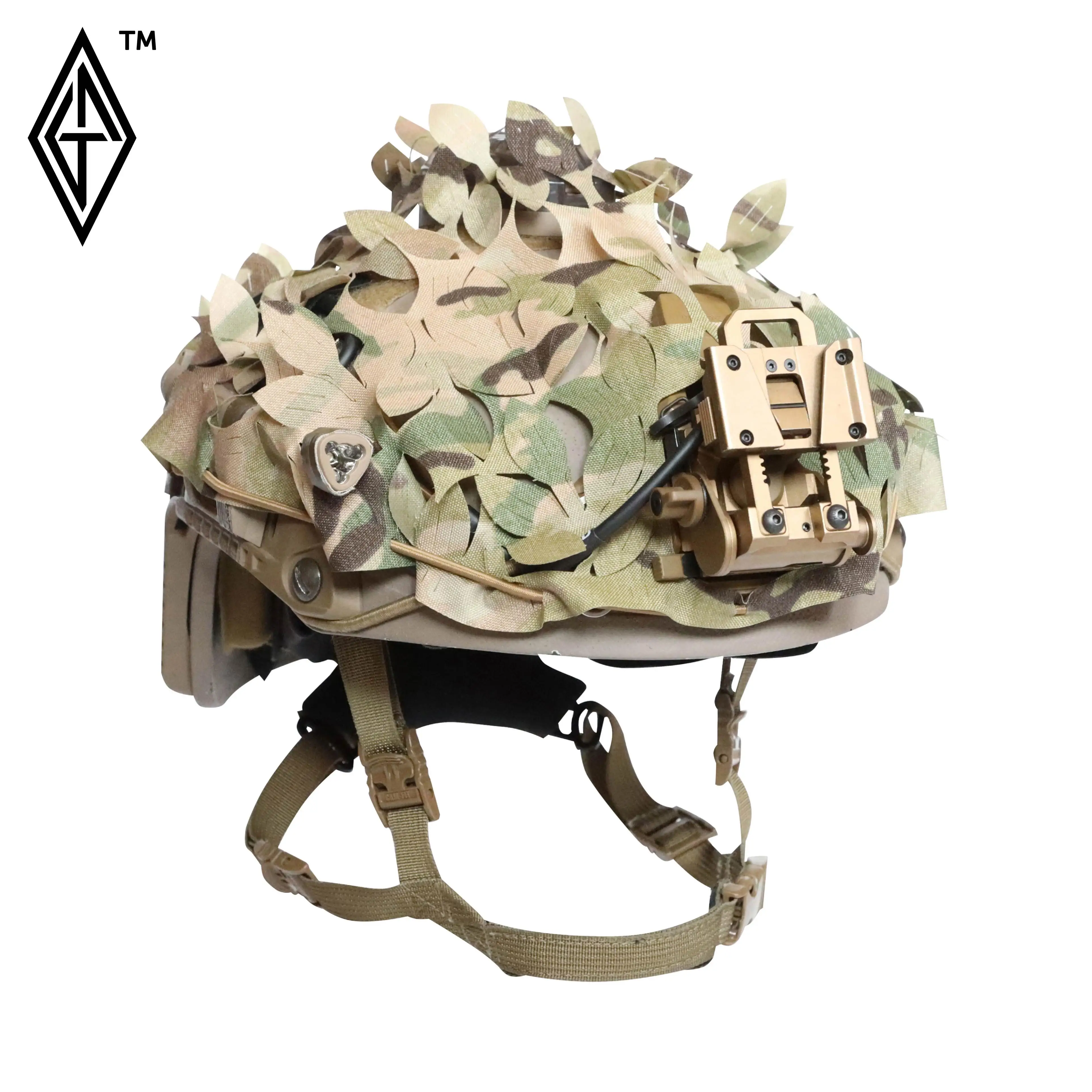 Cubre casco camuflaje 3D modular para Airsoft con hojas personalizadas - imagen 2