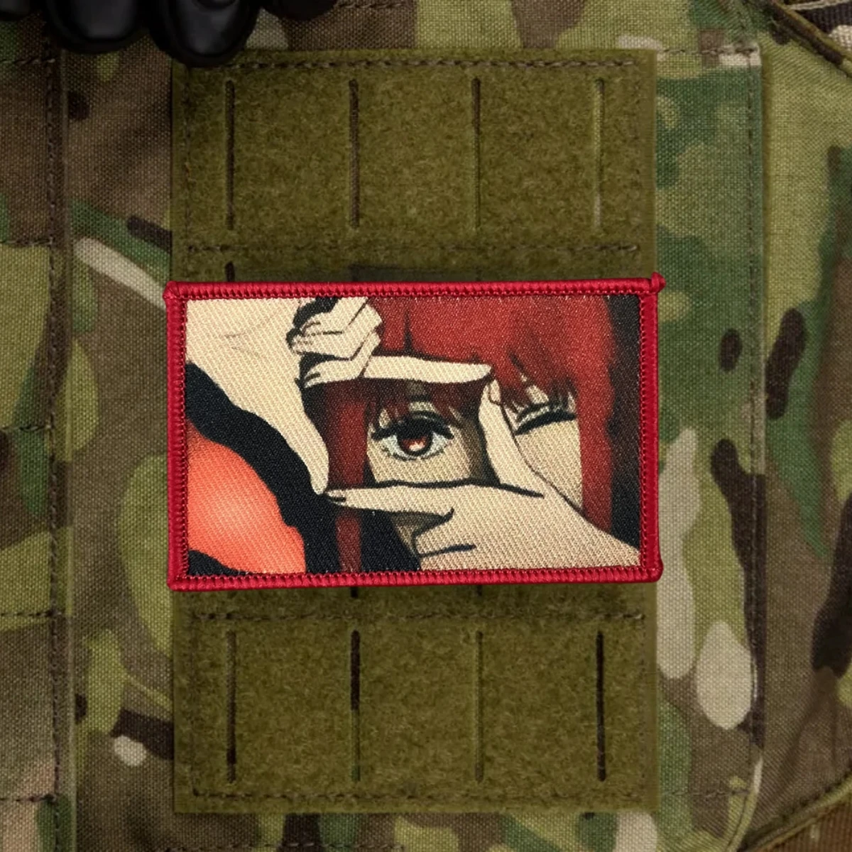 Insignia de moral de Chica de Anime, parche táctico, brazalete militar, parches de gancho y bucle impresos, pegatina para mochila - imagen 3
