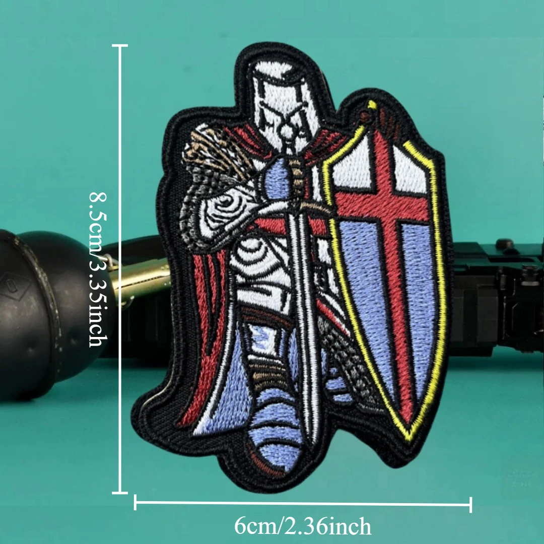 Parche táctico moral, brazalete militar "El Caballero Templario", parches bordados de gancho y bucle para ropa, pegatina para mochila - imagen 3