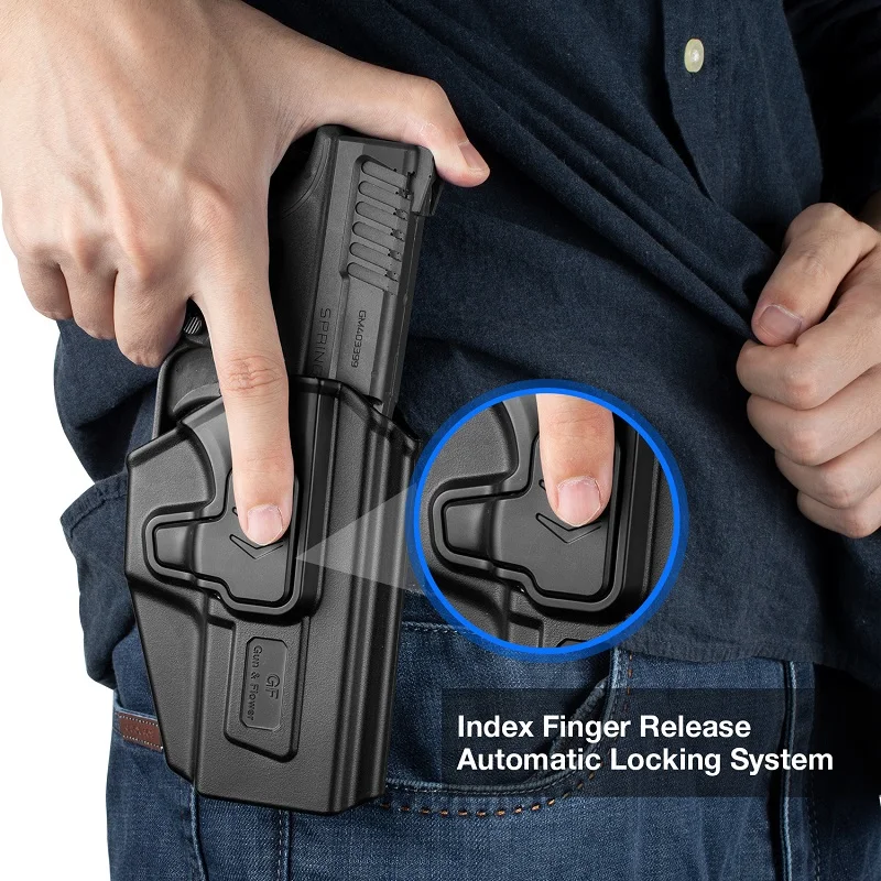 Funda derecha Glock 17 para G17/G31(Gen1-5),G22(Gen 1-5), bolsa de pistolas de liberación de índice de transporte compuesto, polímero OWB - imagen 5
