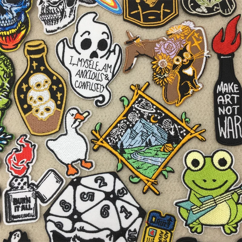 Parches divertidos de Anime para ropa, transferencia de planchado Punk y dibujos animados para ropa, rayas para aplicaciones de planchado de chaqueta