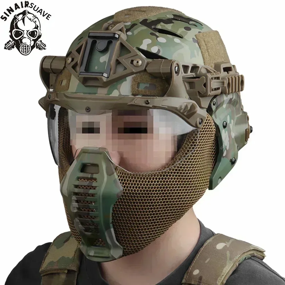 SINAIRSOFT-casco táctico Wendy 3,0 de protección completa, equipo de entrenamiento Airsoft para caza con gafas/cubierta para los oídos/protector bucal, equipo Airsoft - imagen 4