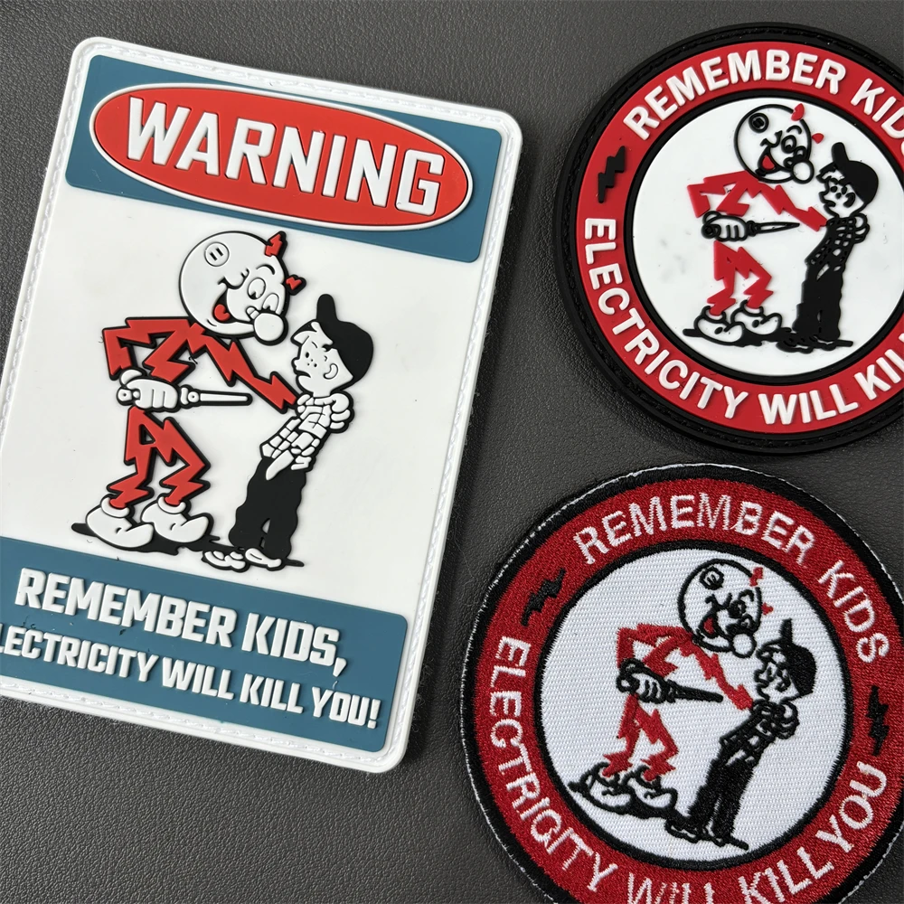 Parches tácticos de PVC para niños, pegatinas de mochila, insignia de moral militar, recordatorio de advertencia, gancho y bucle divertido - imagen 2