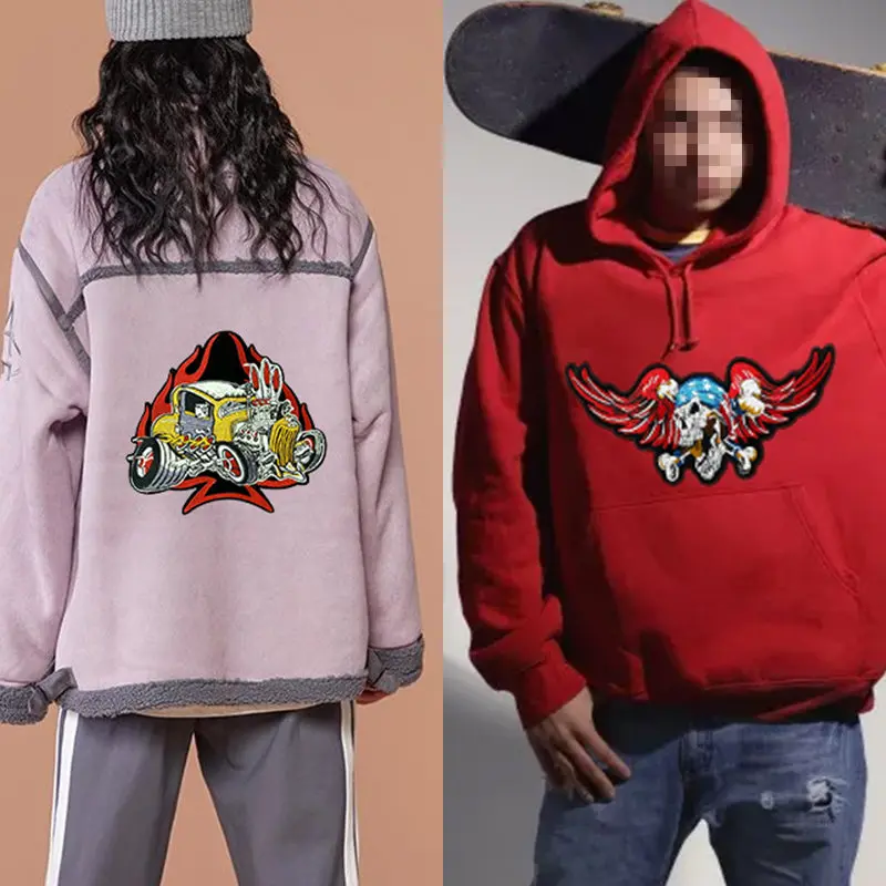 Parche planchado, chaqueta de estilo Punk de águila de gran tamaño, tela con vestido vaquero de calavera adornado con parches cosidos para planchar para ropa - imagen 2