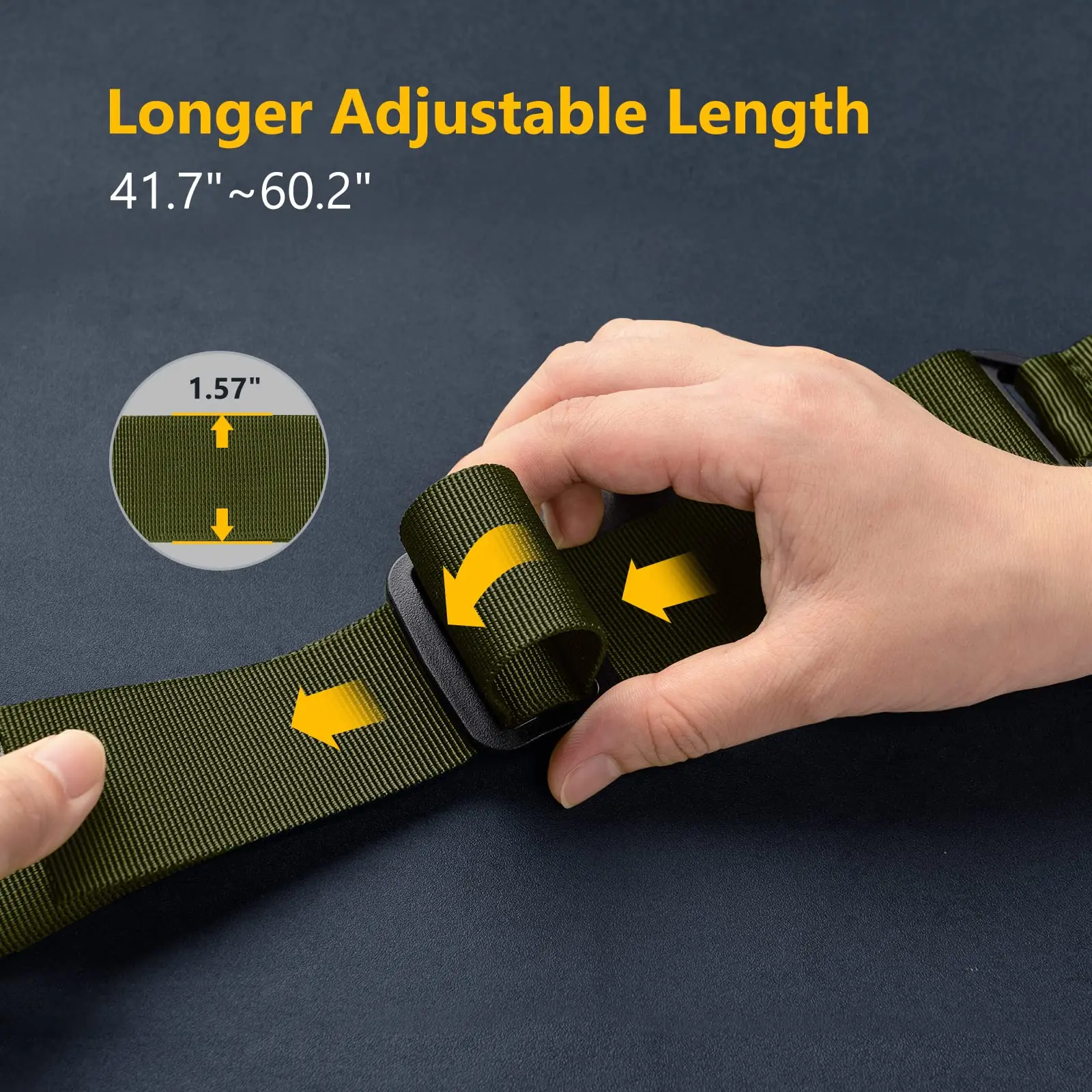 Eslinga de dos puntos con giratorios QD, correas de 1,5 pulgadas, eslinga tradicional de longitud ajustable con hebilla de hardware para deportes al aire libre - imagen 4