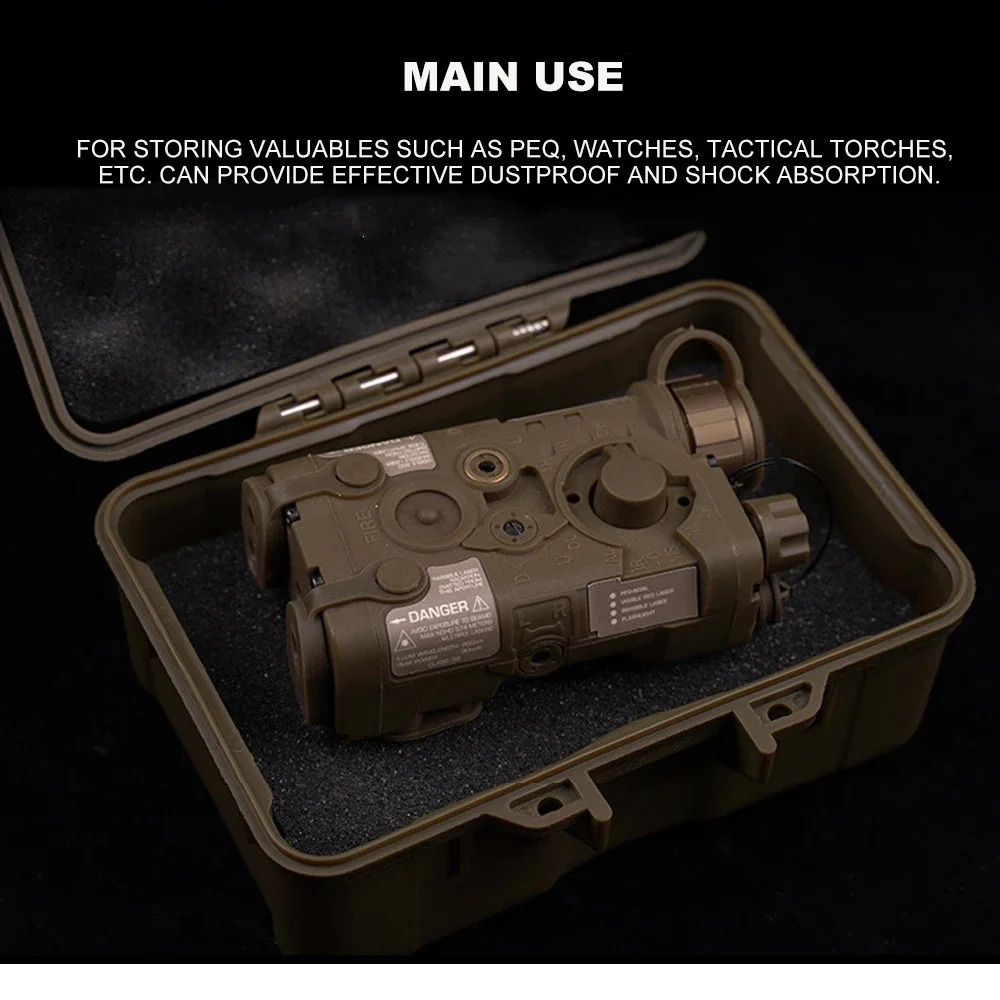 Caja de almacenamiento táctica para exteriores, equipo de combate de caza portátil, estuche para linterna Airsoft a prueba de polvo con orificio de bloqueo - imagen 3