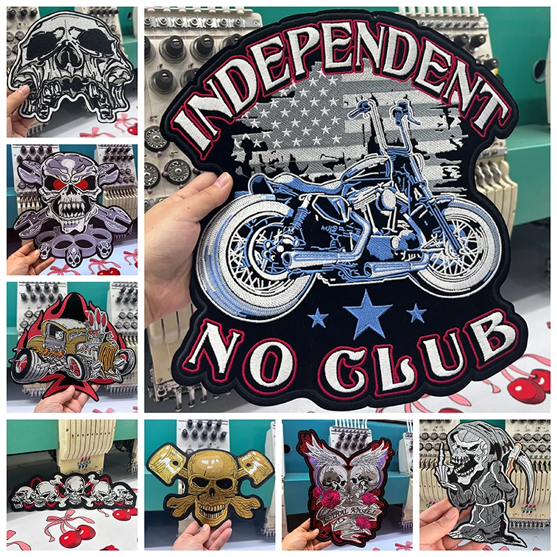 Parches bordados para motocicleta LiveToRide, parches traseros grandes, parches para planchar, parche fresco negro para insignias de decoración de ropa - imagen 2