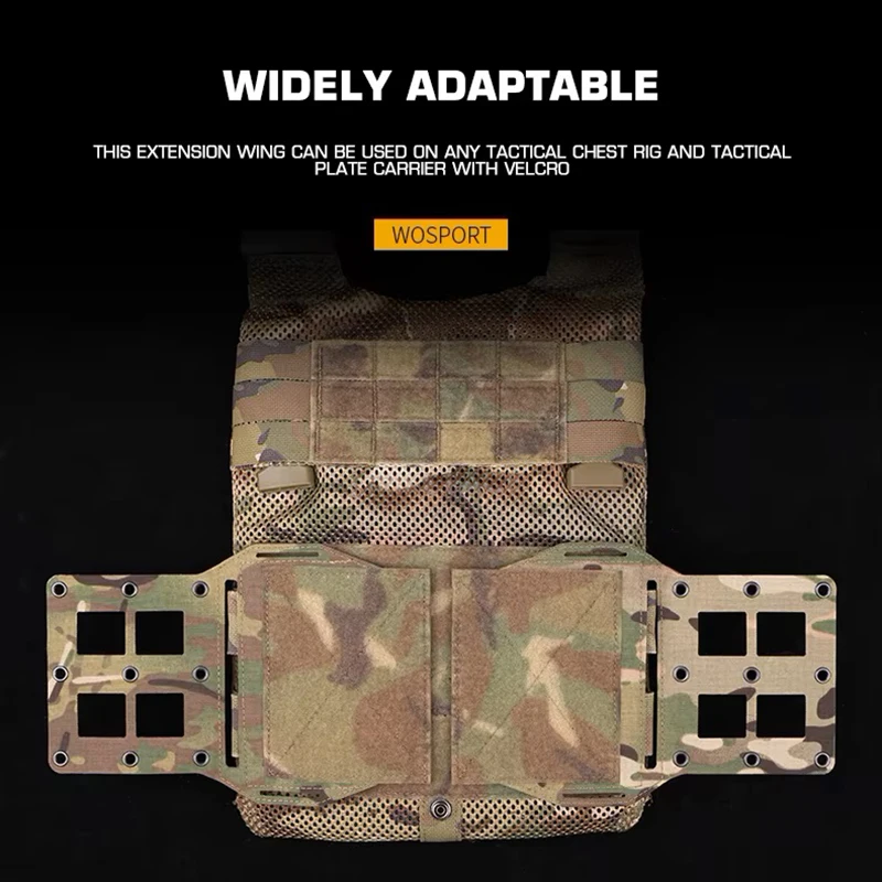 Accesorios para chaleco táctico, ala expansora MOLLE con hebilla de liberación rápida, soporte de placa para chaleco de caza, plataforma de montaje, camuflaje Airsoft - imagen 5