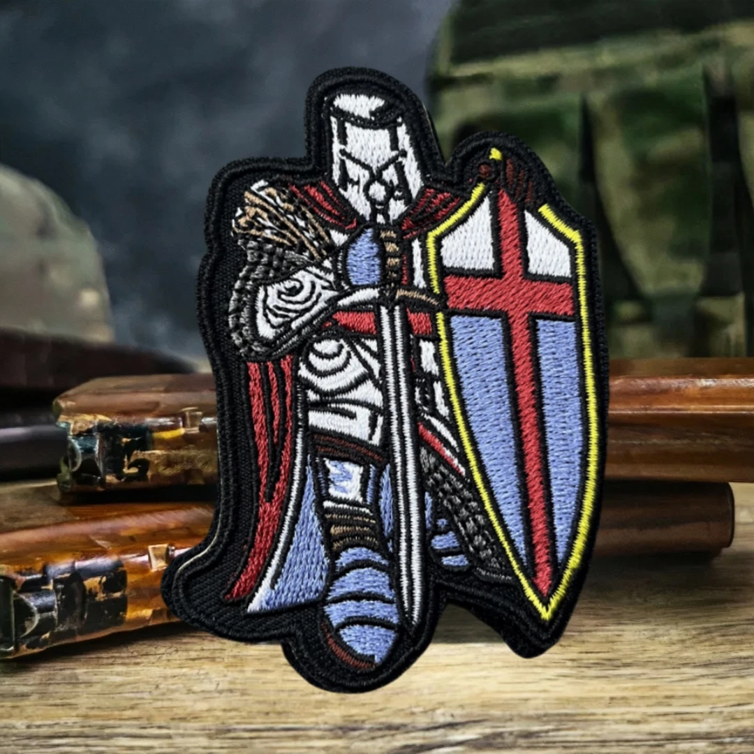 Parche táctico moral, brazalete militar "El Caballero Templario", parches bordados de gancho y bucle para ropa, pegatina para mochila - imagen 4