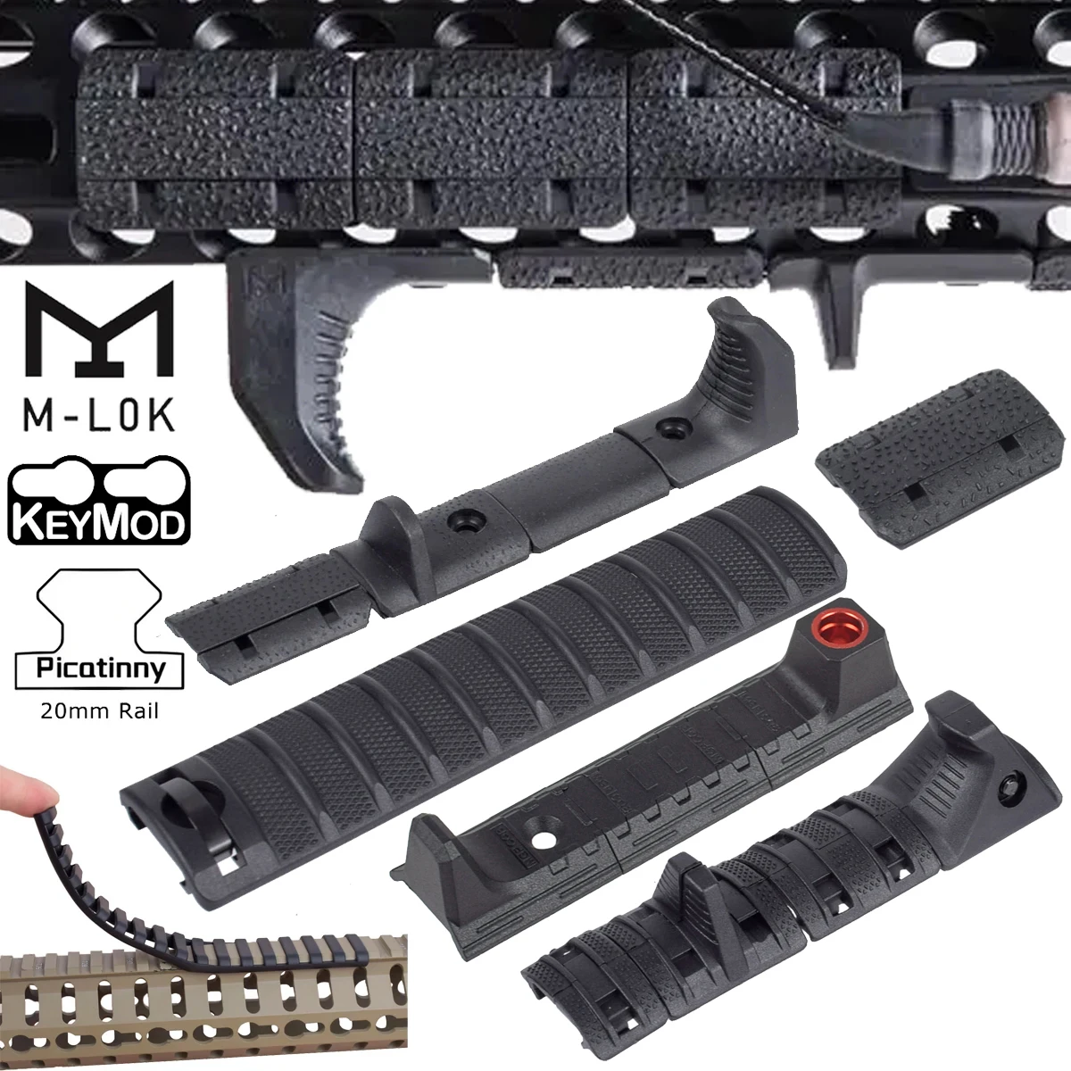 Kit de cubierta de riel táctico M-LOK Keymod, armas de Rifle Airsoft, Protector de tope de mano BCM MLOK Picatinny, pistola de caza AR15